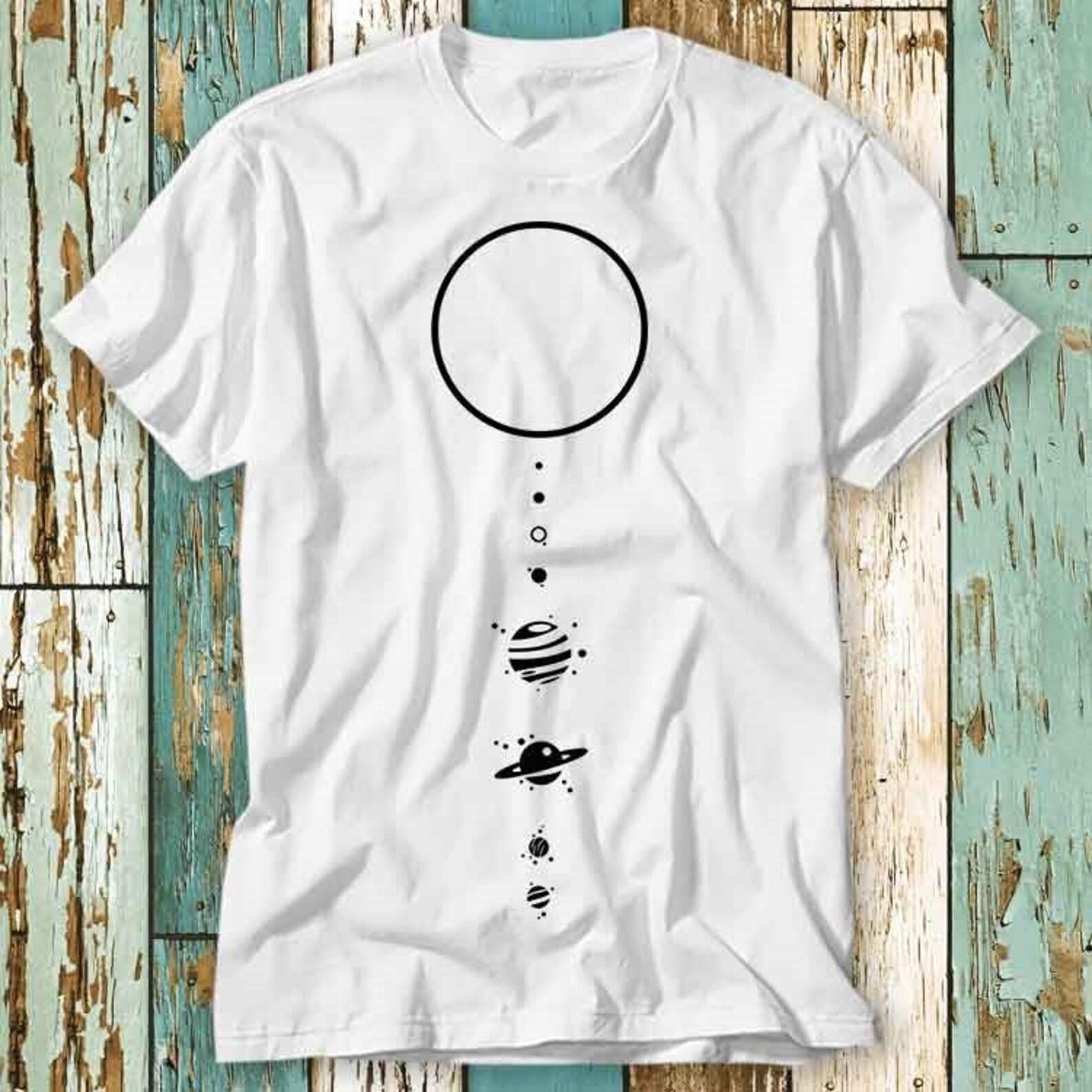 Minimal Solar System Universe Planet Space Mars Earth T-Shirt Top Design Unisex Ladies Mens Tee Retro Fashion Vintage Shirt S791 L