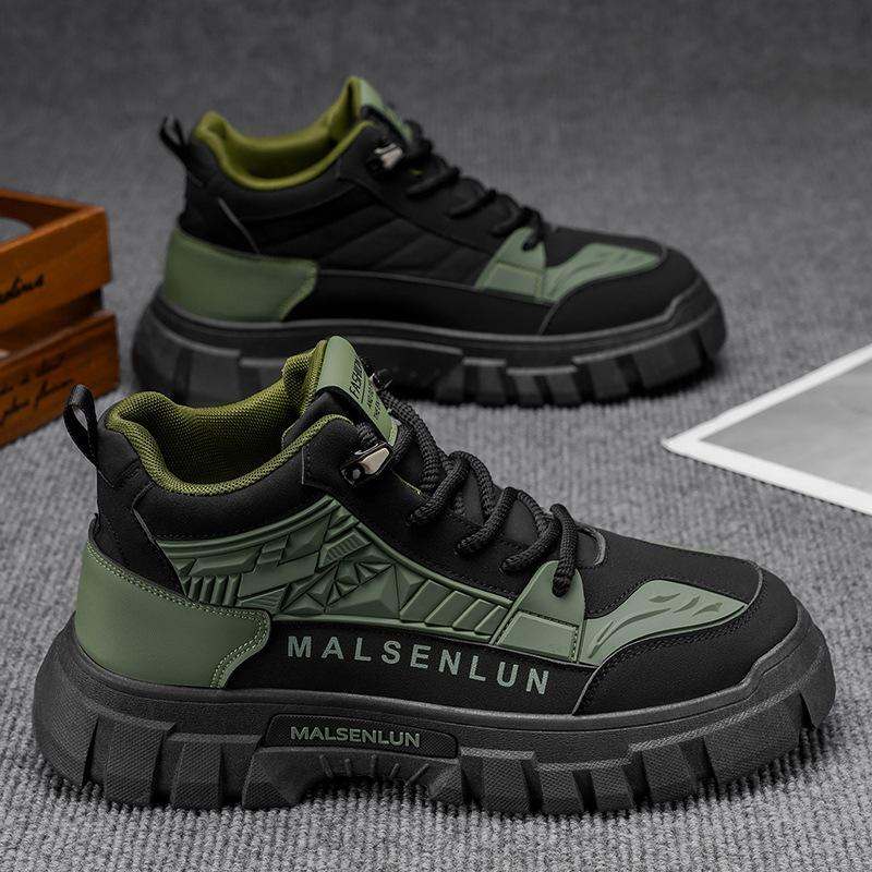 Men's Outdoor Anti Slip Sneakers Autumn Thick Soled High Top Hiking Shoes Retro Yellow Lace Up Boots Ankle Boots Tenis Masculino