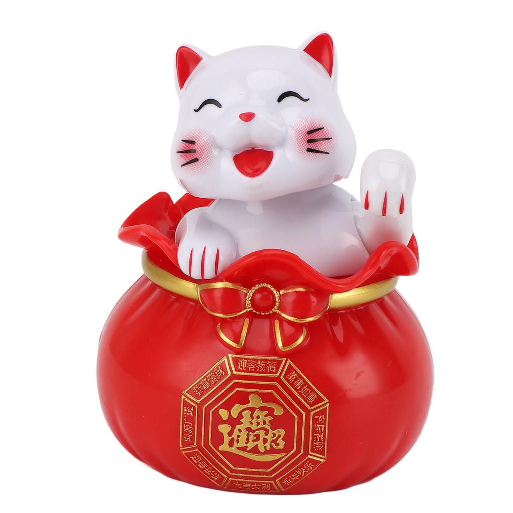 Solar Powered Lucky Cat Lucky Wealth Welcoming Cat Car Decor Desktop Cash Register Opening