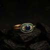 Vintage Green with Blue Synthetic Zirconia Ring Suitable for Women's Niche Design Daily Commuting Jewelry Accessories Gifts