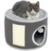 Cat Cave, 2 Levels, Cat House, Plush, Cushion, Sisal Scratching Board, Diameter 40 X 30H Cm, Dark Grey