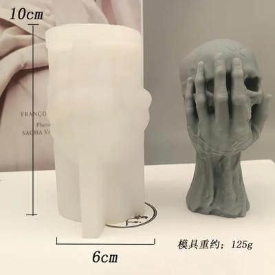 Halloween Handheld Skeleton Head Silicone Mold DIY Aromatherapy Candle Plaster 3D Ghost Head Epoxy Resin Mold Plaster Decoration
