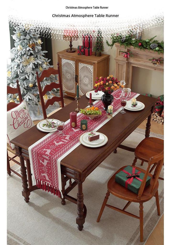 Luxury Christmas Table Runner: Handmade Imitation Cotton-Linen Tea Towel