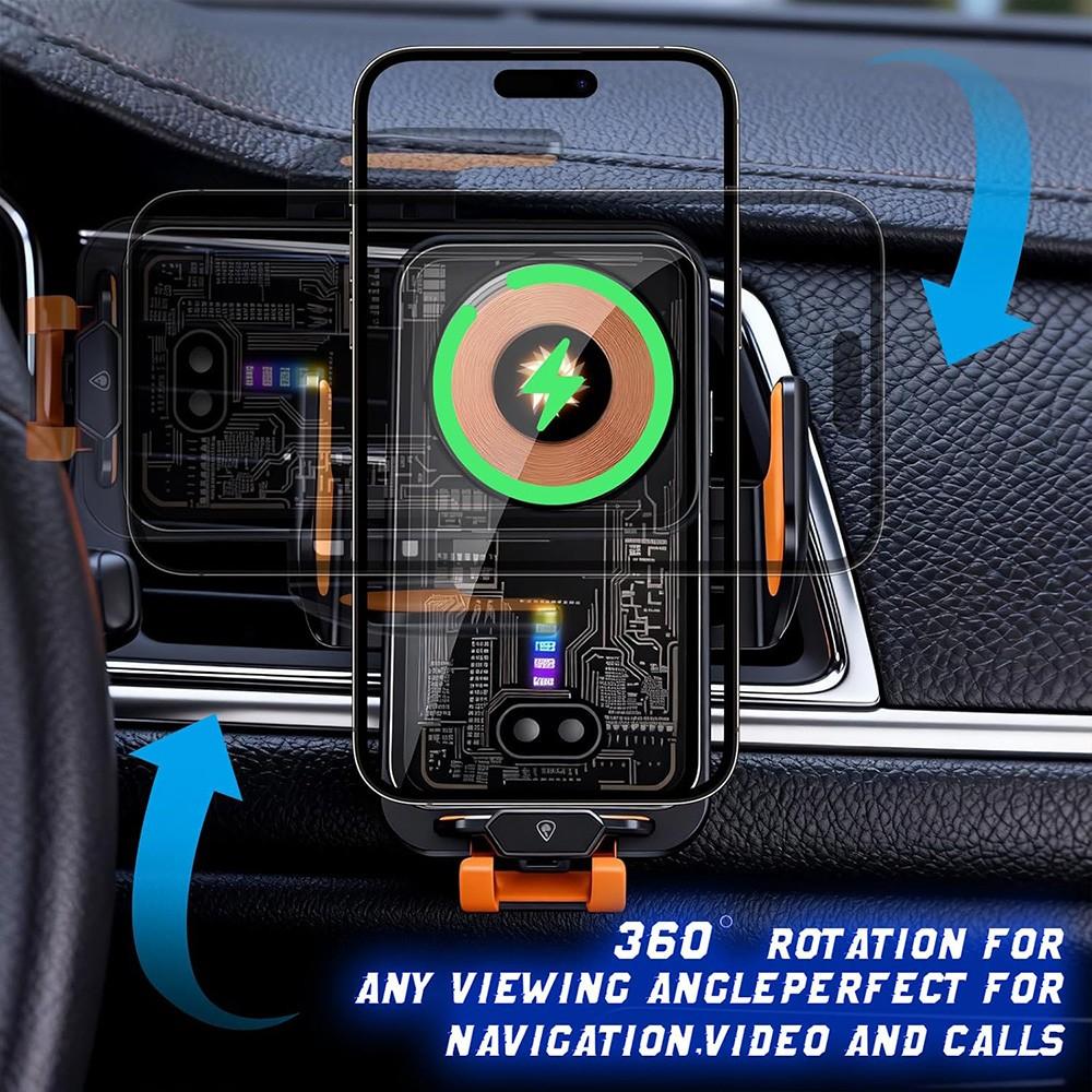 Wireless Car Charger - 66W Fast Charge - Automatic Clamping Air Vent Mount
