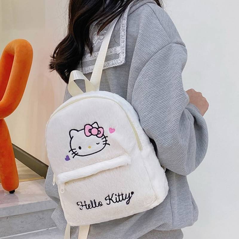 My Melody Plush Backpack Girls School Bag With Durable Material For Daily Use