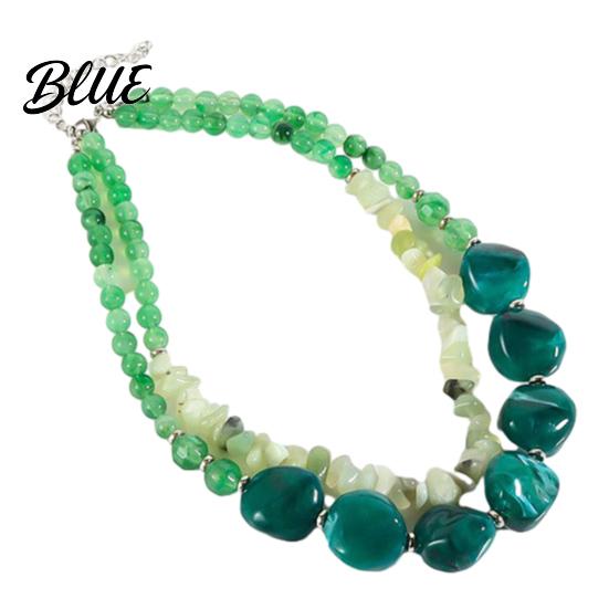 Stone Pendant Necklace Double Layer Gravel Necklace Adjustable Chain Length