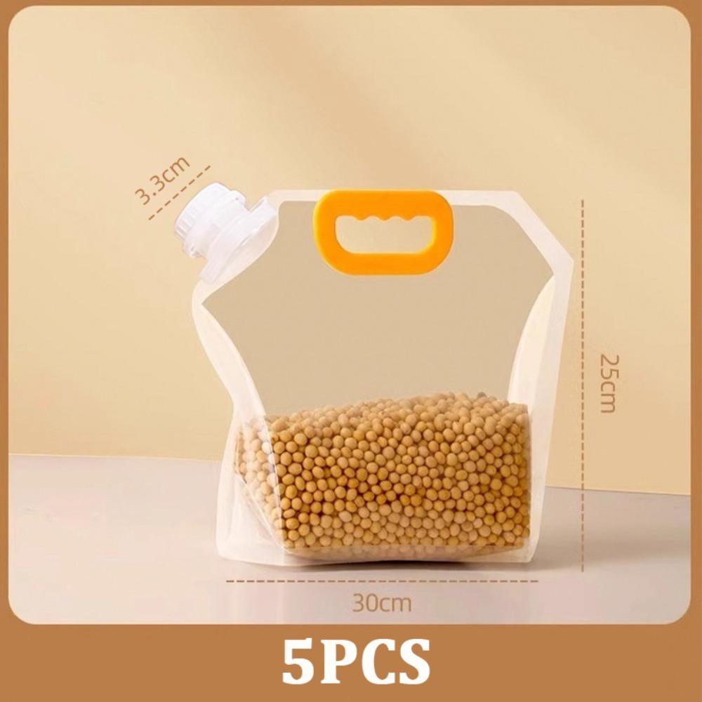 5Pcs Transparent Grain Storage Bags Insect Proof Recyclable Grain Sealed Bag Moisture Proof Fresh Keeping Bags Kitchen Supplies