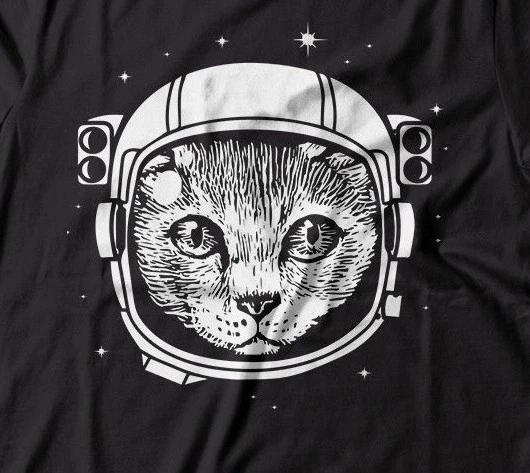 Space Cat Astrocat Funny Space T-T-shirt Cat in Astronaut Helmet Unisex T-T-shirt M
