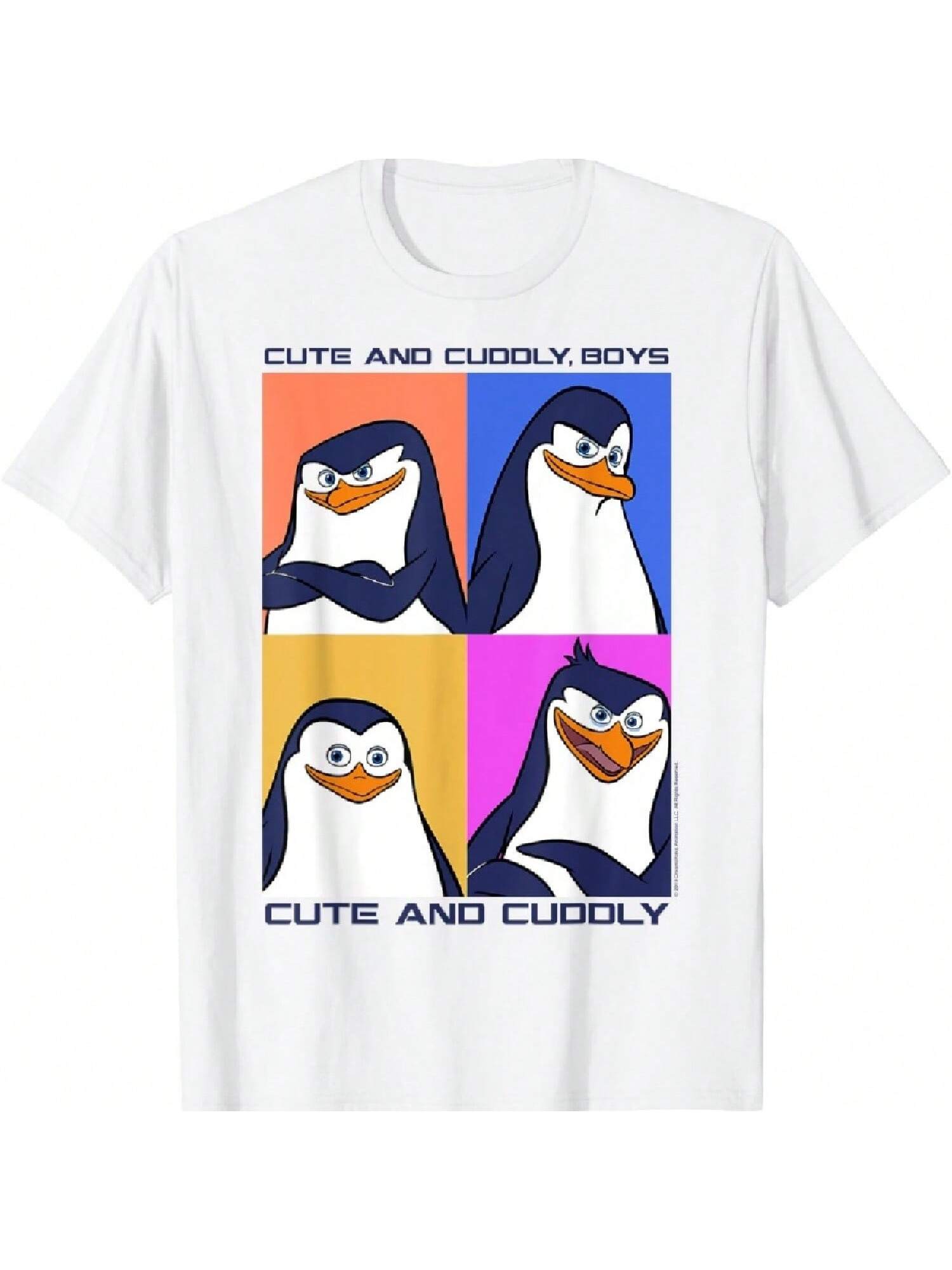 Penguins Cute And Cuddly Text Poster T-Shirt S разноцветный