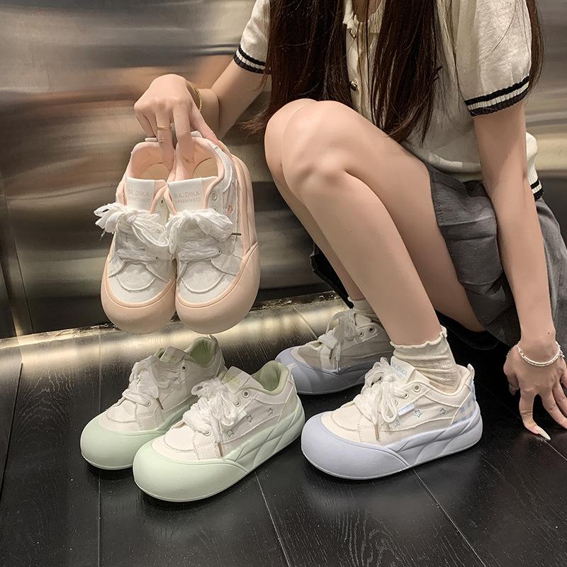 Korean board shoes women's 2025 new summer platform white shoes with skirts student niche bread shoes