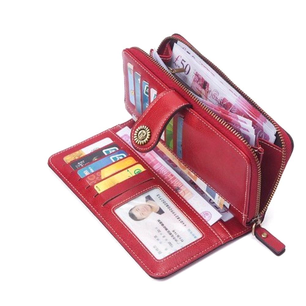Women Wallet  Anti-theft Leather Wallets for Woman Long Zipper Large Ladies Clutch Bag Female Purse Card Holder