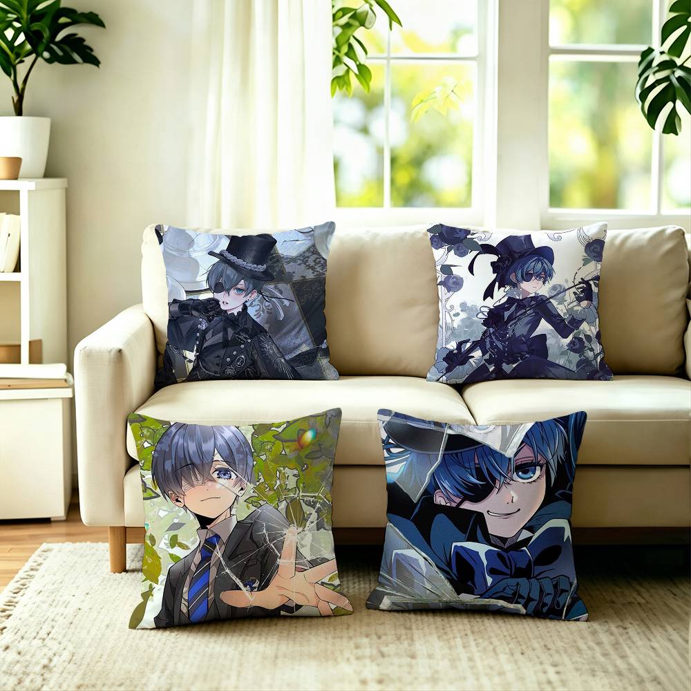 The Anime BBlack Butler Pillow Case Square DoubleSided Sofa Cushion Cover Bedroom Bedside Pillow