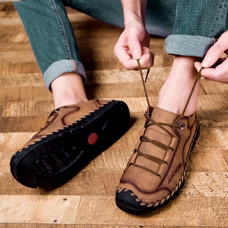 Duże rozmiary męskie obuwie Modne męskie skórzane buty Ręcznie robione skórzane buty