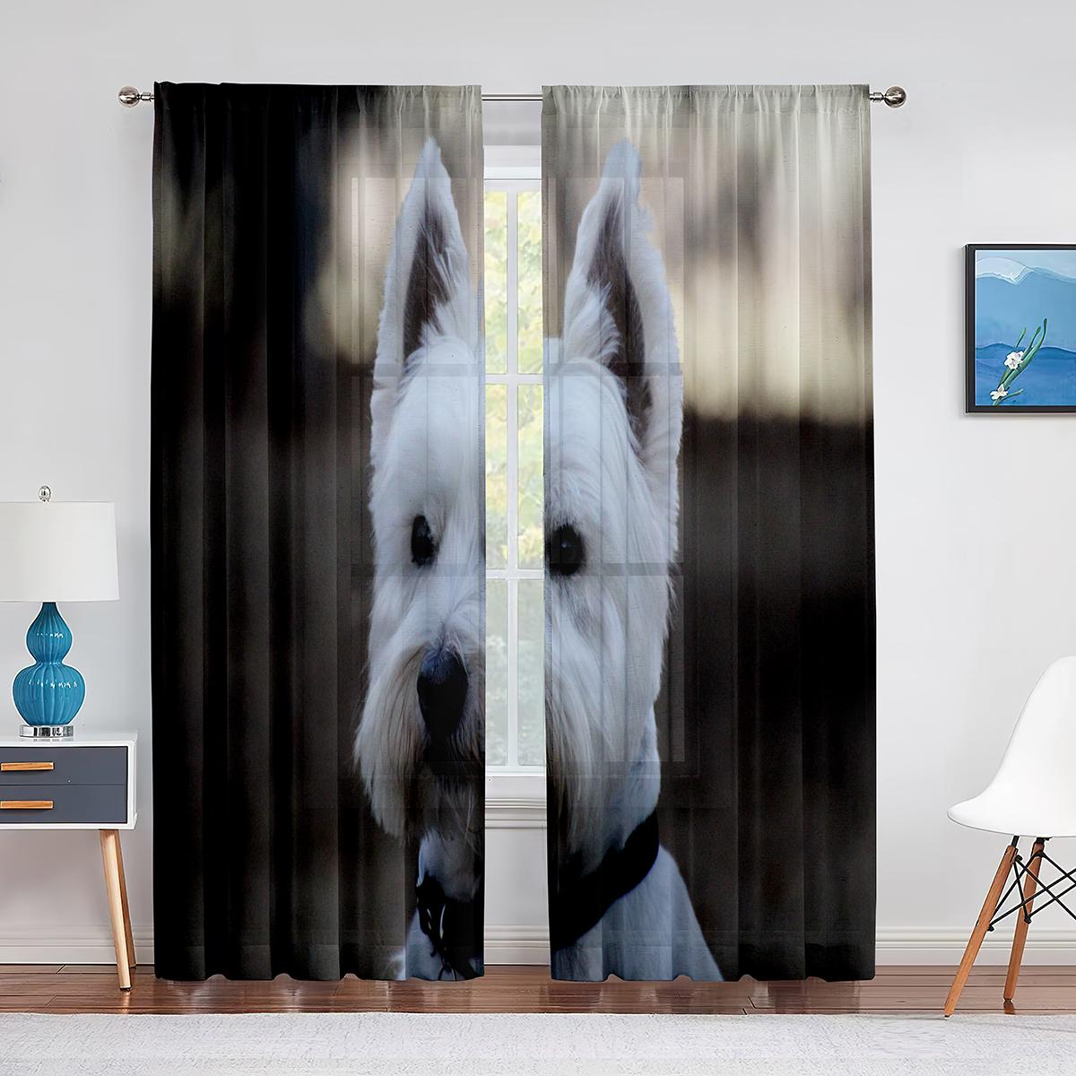 Вест-хайленд-уайт-терьер милый Вести-дог прозрачные шторы для гостиной спальни украшения — фото 12