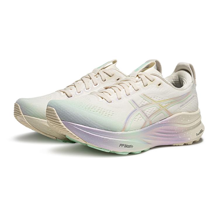 Asics GEL KAYANO 32 Abrasion Resistant Support Low top Running Shoes Women's White Green Sneakers 1012B950-100