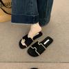 Gentle Red Open-toed Slippers for Women's Summer Wear 2025 New Versatile Flat-bottomed Holiday H Cool Slippers
