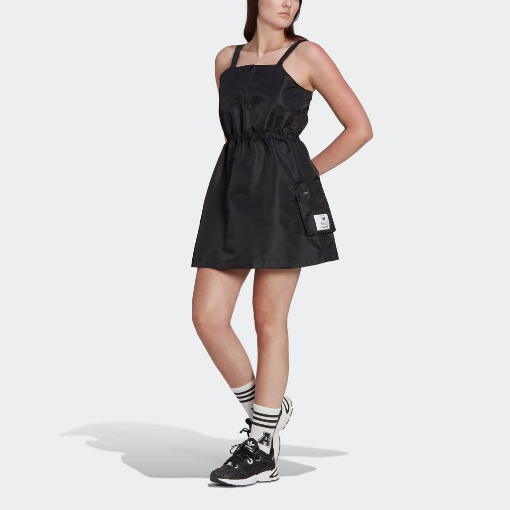 Adidas Originals Trefoil Logo Patch Solid Tank Dress Women Dress Black HL9066
