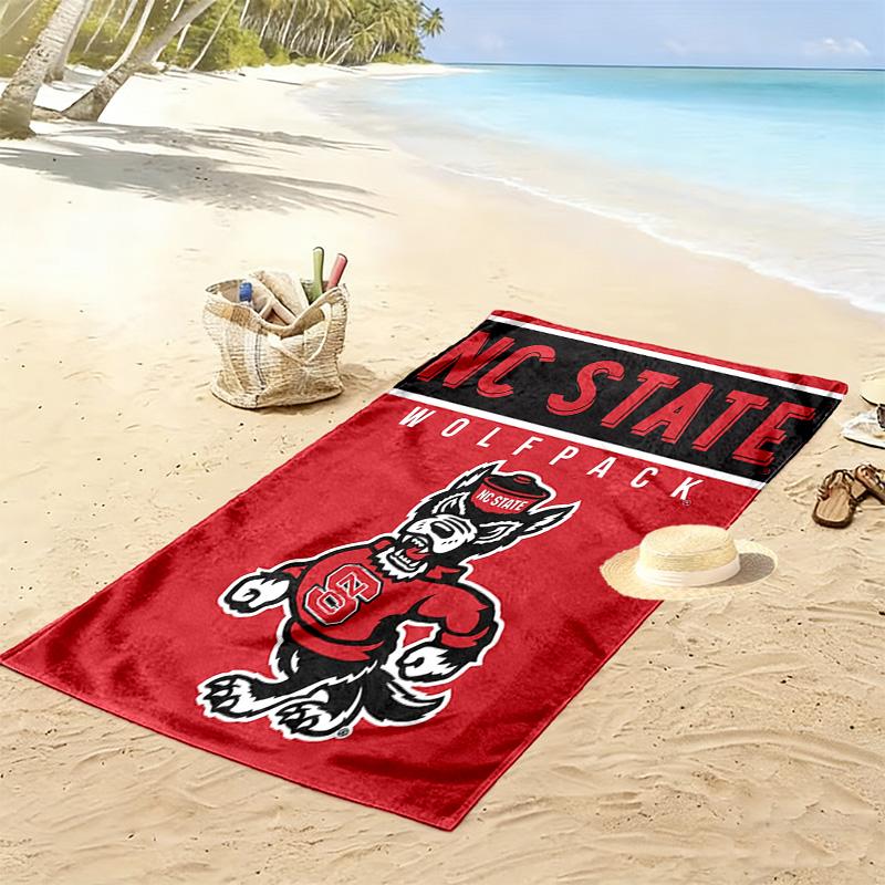 Serviette de plage Wolfpack de l'État de Caroline du Nord, Grande Serviette Douce à Séchage Rapide pour Plage Camping Natation