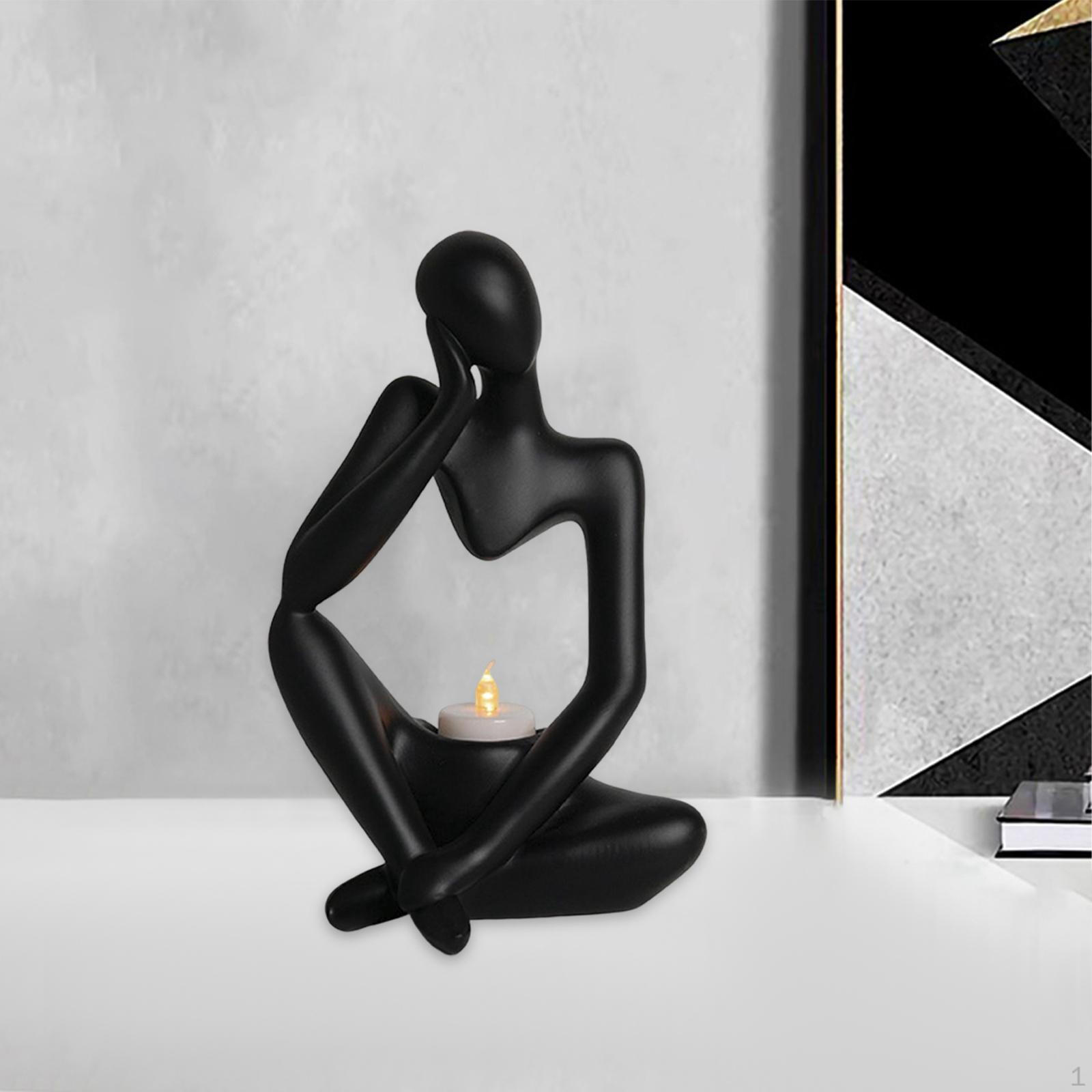 Фигурка Мыслителя Подсвечник Скульптура Подсвечник Смола Аксессуары Коллекционный Black