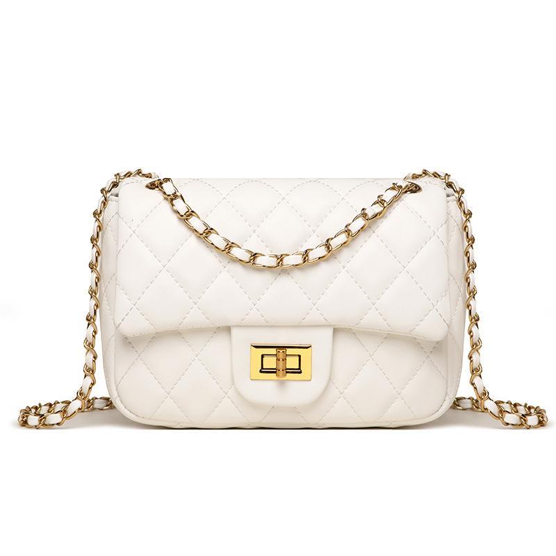 

Кожаная женская сумка, сумка Xiaoxiangfeng, квадратная сумка Fat Man Rhombus Chain, маленькая сумка на одно плечо Oblique Span. белый