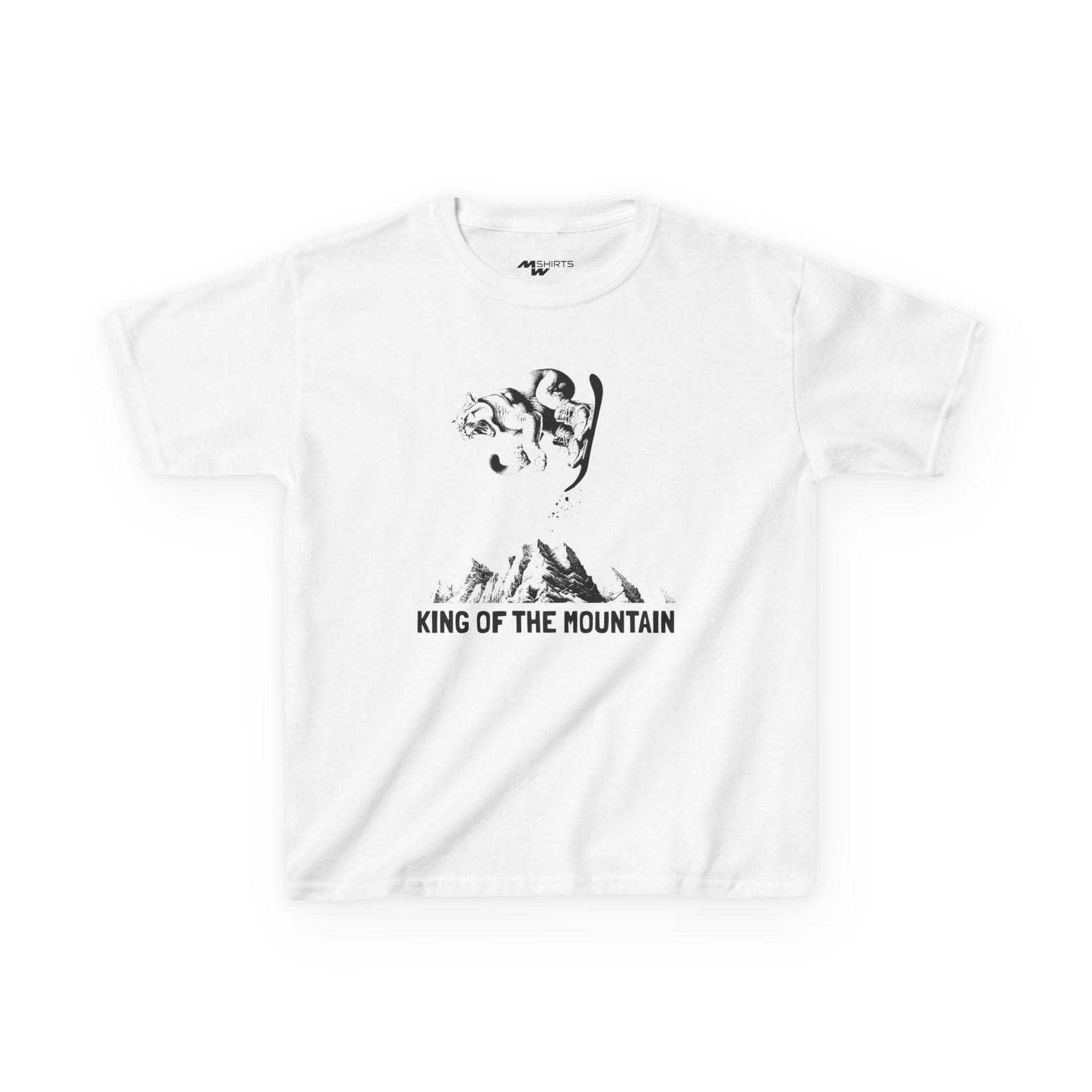 Vintage Style Mountain Lion Kids Tee: Retro Snowboard Graphic XL