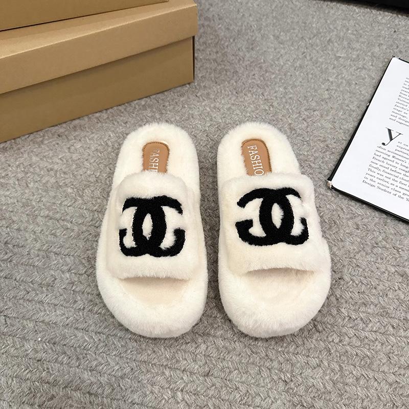 נעלי בית פלאפיות בסגנון שיאושנגפנג לנשים ללבישה חיצונית 2025 סתיו וחורף חדש סוליה עבה גרסה קוריאנית אופנה מכתב טרנדי נעלי בית כותנה