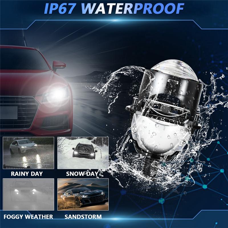 

A03Z-2.5 Inch Bi Led Projector Lens For H4 H7 9005 9006 Led Lenses Car Headlight Bulbs 8000LM 6000K White With Hi/Lo LHD чорний