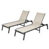 Outdoor Chaise Lounge Chair Set of 2, 181 Kg Weight Capacity, Foldable Sun Tanning Chair, 5 Adjustable Positions, Easy Assembly, Aluminum Pool
