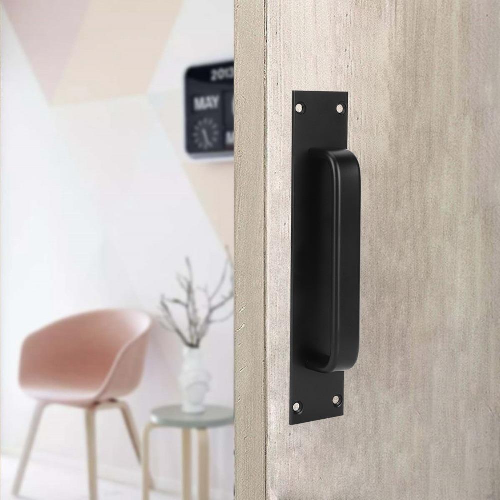 2 Pack Aluminum Alloy Door Pull Handle Black 7.9 Inch Long Sliding Door Handle 180mm Hole Center Barn Door Handles