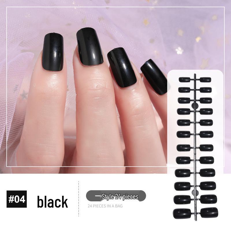 

Однотонные накладные ногти с полным покрытием – 24 шт. квадратные накладные ногти чёрный
