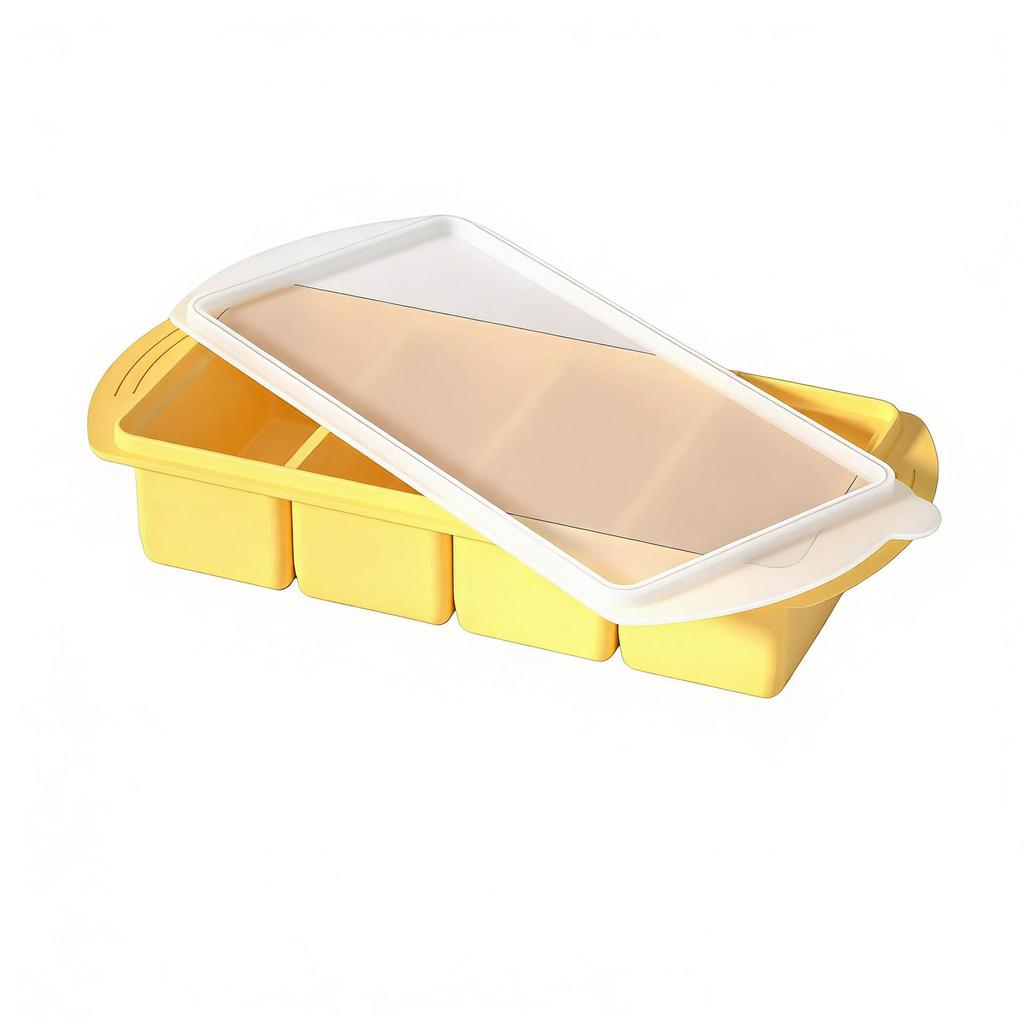 Frozen Soup & Baby Food Silicone Ice Cube Tray - 4/2 Grids, Freshness Storage Box.