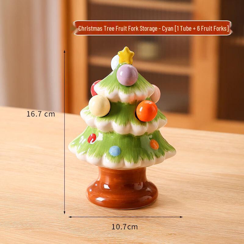 

Ceramic Fruit Fork Set with Holder