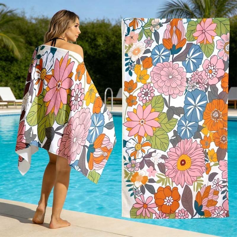Tropical Palm Tree Gradient Sunset Reflection Silhouette Print Microfiber Quick Dry Beach Towel Hawaiian Sunset Beach Bath Towel