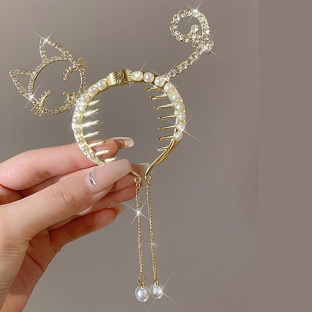 1pc Cute Jewelry Hair Accessory Kawaii Women's Animal Shaped Hair Styling Tool Fashion Girl Artificial Pearl Hair Clip Hair Claw