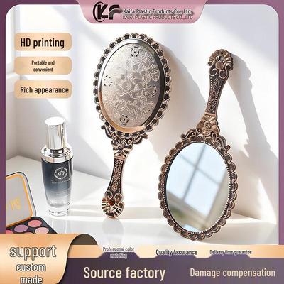 Retro Floral Handheld Makeup Mirror: Princess-Inspired Portable Korean & European Style for Dressing Table