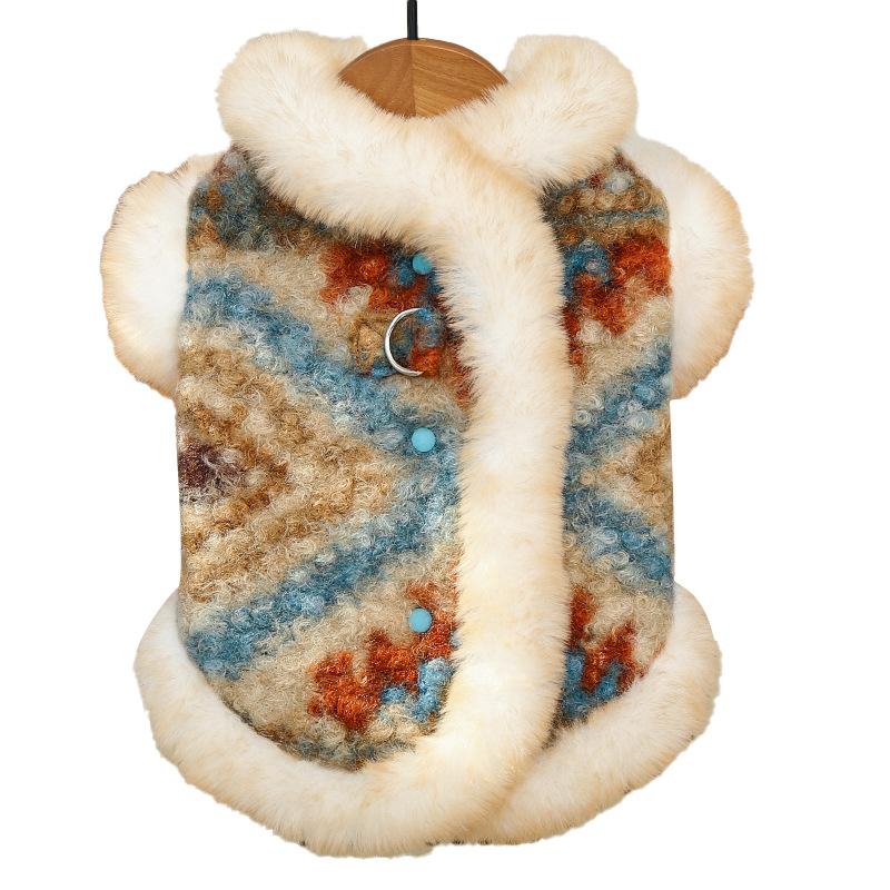 Neue Herbst-Winter-Haustierkleidung - Doppellagige isolierte Strickjacke für den Außenbereich - Geeignet für Möpse, Pudel und andere Hunde.
