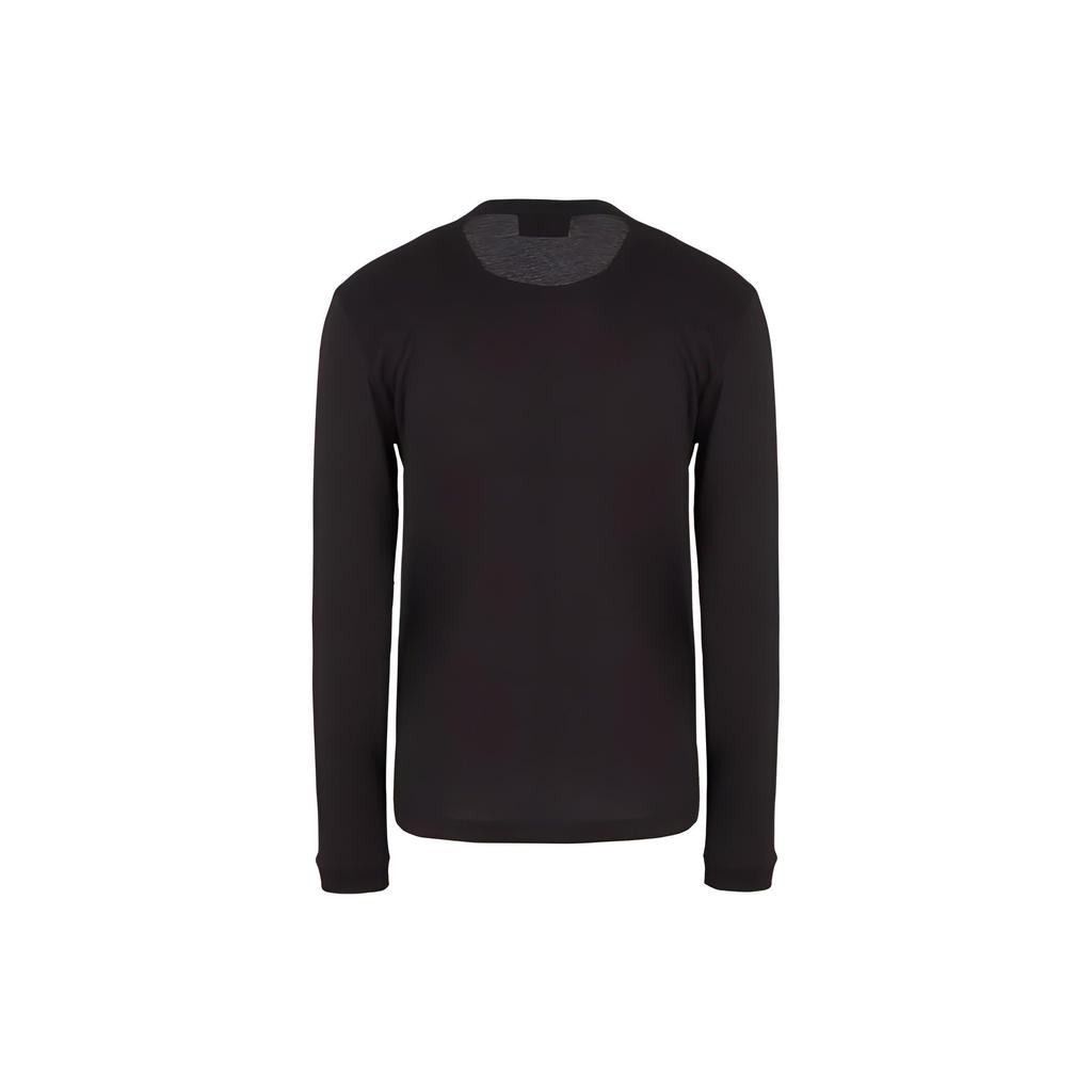 Emporio Armani Camiseta de manga larga con cuello redondo y estampado de logo EA7 para hombre, tops, negro 6RPT20-PJM9Z-1200