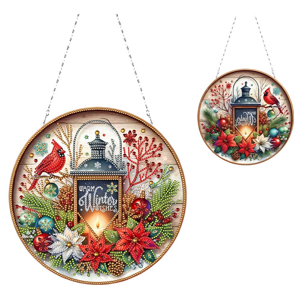 Christmas Diamond Art Hanging Pendant Acrylic Diamond Painting Home Decor 5D DIY Diamond Painting Dots Pendant for Window Decor