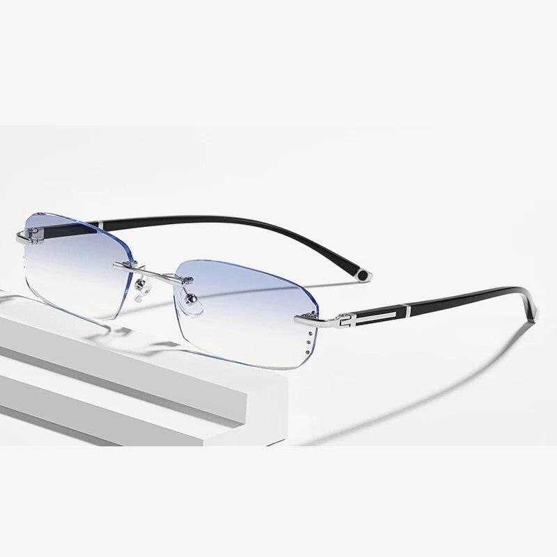 Luxury Frameless Diamond Cut Edge Minus Glasses for Men Women Ultralight HD Anti Blue Light Myopia Eyeglasses Diopter 0 To -4.0