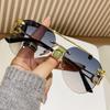 Vintage Rimless Men Women Trendy Gradient Shades Double Bridge UV400 Eyewear