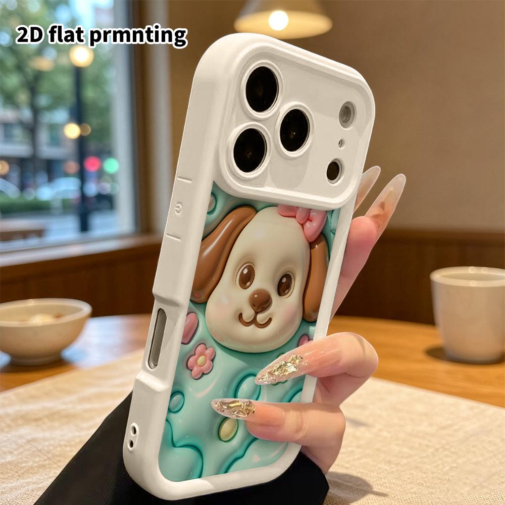 Phone Case: 2D Flat Design Suitable for iPhone 18 17 16 15 14 13 Pro Protective Case, Bowknot Puppy, Perfect Christmas and Halloween Holiday Gift
