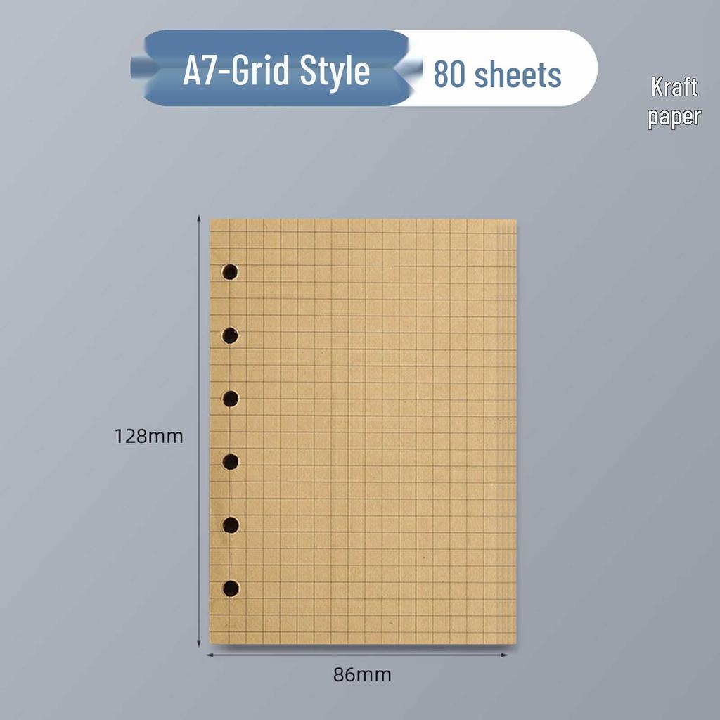 6-Hole Loose-Leaf Inner Pages: Custom Lined, Blank, or Grid for A5, A6, A7 Notebooks