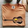 Guitar Mirrored Sunset Picture T-Shirt, Music Lover Soundwave Design Tee