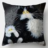 Home Decor Cute Cat Pillowcase Square Polyester Print Watercolor Love Cushion Cover