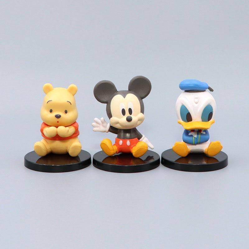 

3Pcs/Set Anime Mickey Mouse And Donald Duck Pooh Bear Edward Version Action Figures Model Toys Kids Gifts Q PVC Poseable Articulated Scale Detailed