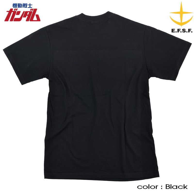 [EVERSOUL] Mobile Suit Gundam T-Shirt Short Sleeve RX-78-4 Amuro Char Zaku Guncannon Guntank Anime Character Goods Z'Gok Zeong Men's Black L Size [Par