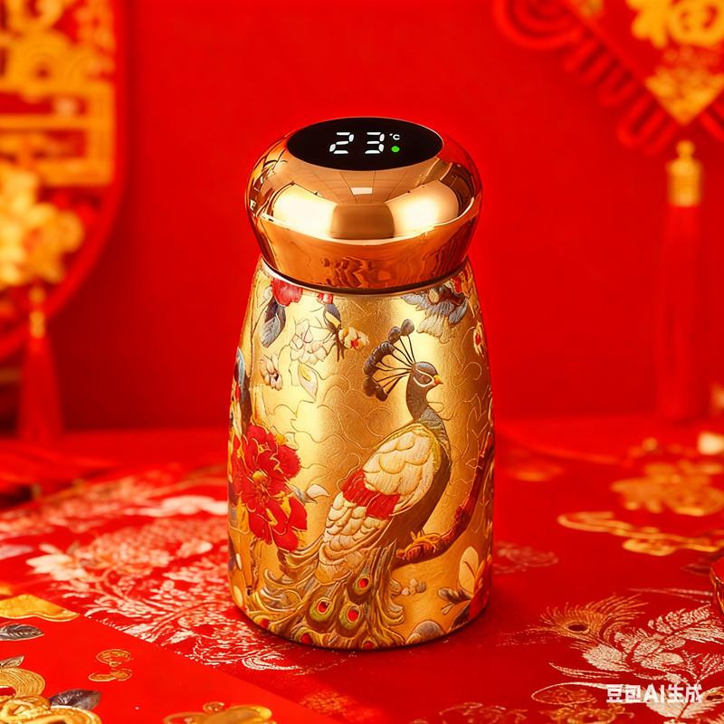 Stainless steel smart thermos cup light luxury retro water cup portable creative pocket cup men's and women's high value mini cup