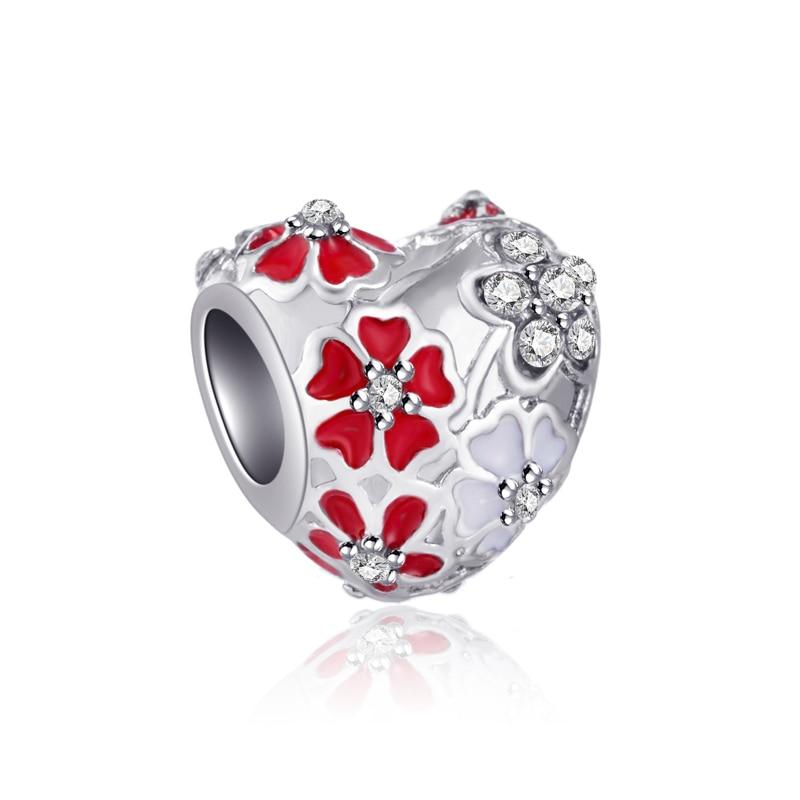 Maxi Red Color Jewelry Tree Pine Cone Lock Music Flowers Enamel Beads Fit Fashion Charms Bracelets For Women Diy Femme Perles
