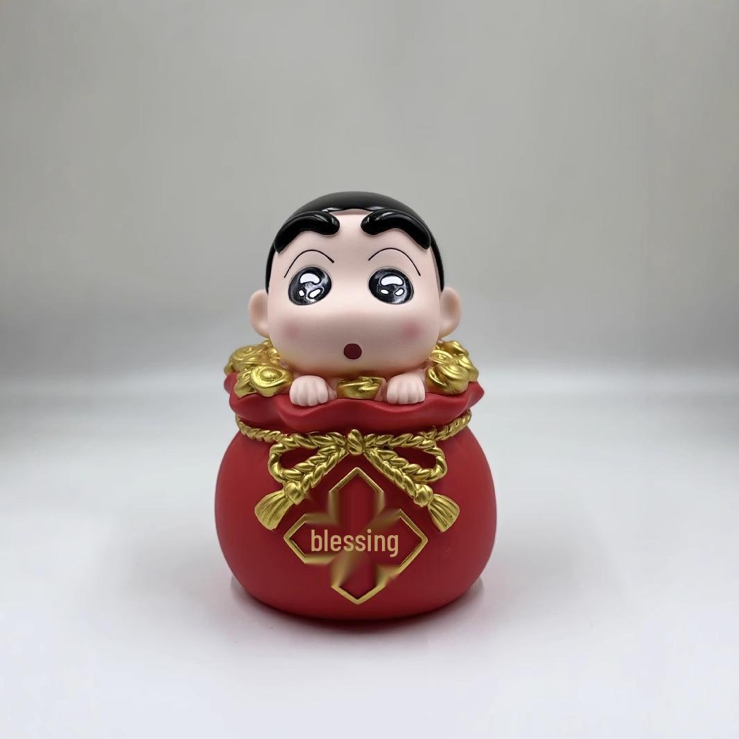 

Crayon God of Wealth New Year Figurine: Trendy Piggy Bank & Office Decor
