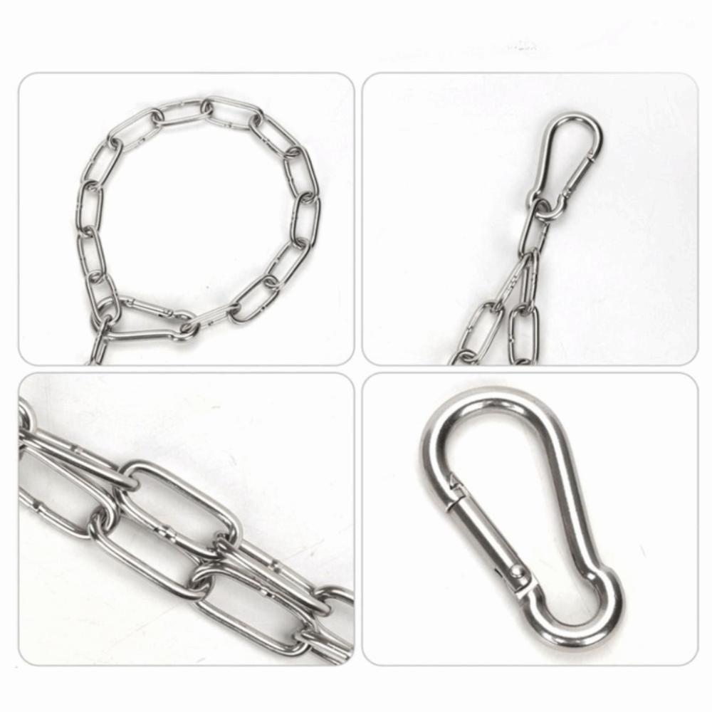 30 Inch Boxing Punching Bag Chain Silver Stainless Steel Hammock Link with 2 Carabiners Heavy Duty Thick Chain Outdoor